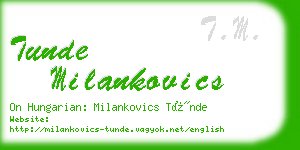 tunde milankovics business card